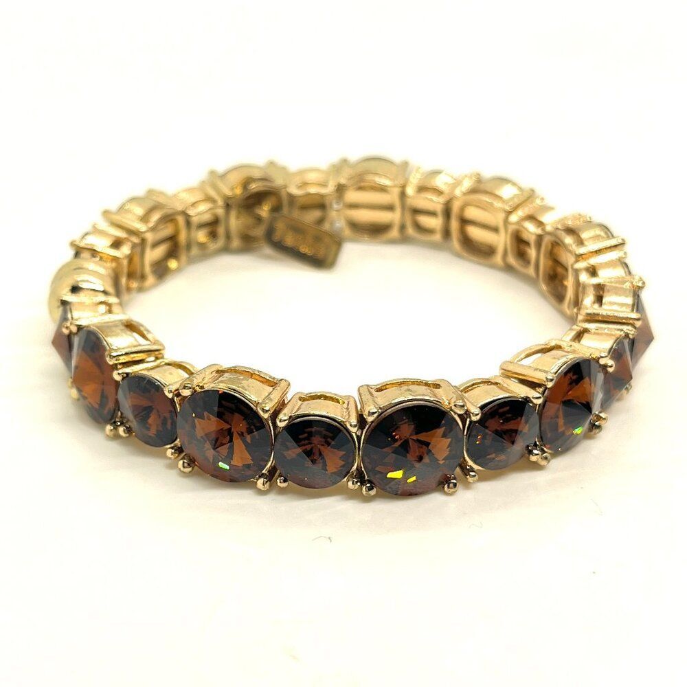 Tasha Bracelet Orange Rhinestone Gold Tone Magnetic Closure Statement